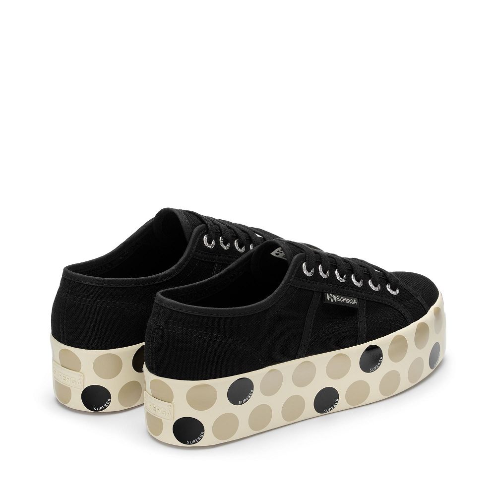 Superga 2790 Black Platform Sneakers - Women's Sneakers USA | US4981160